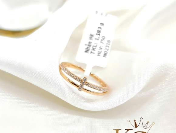 N02316 Nhẫn kiểu đai đôi chữ T (HK)750 ni12