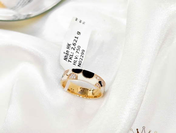 N02299 Nhẫn kiểu đính đá kết hợp tráng men (HK)750 ni11