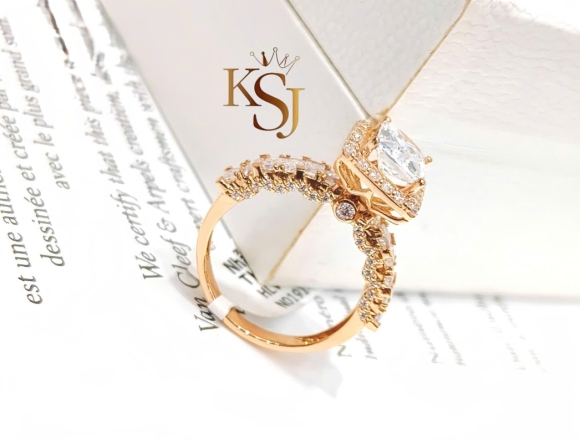 N01914 Nhẫn Đính đá vuông Rose (2)750 ni 12