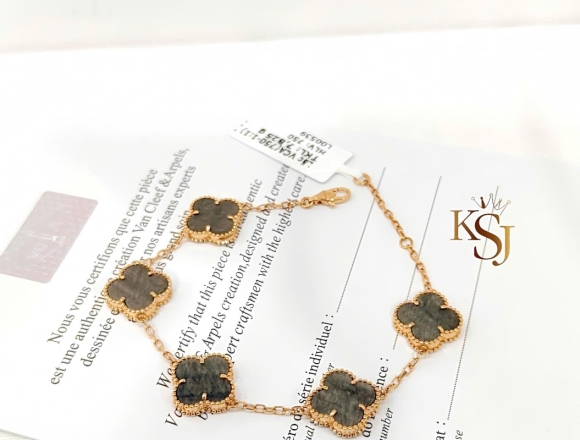 L00539 Lắc tay VCA xà cừ xám 12mm (1:1)750